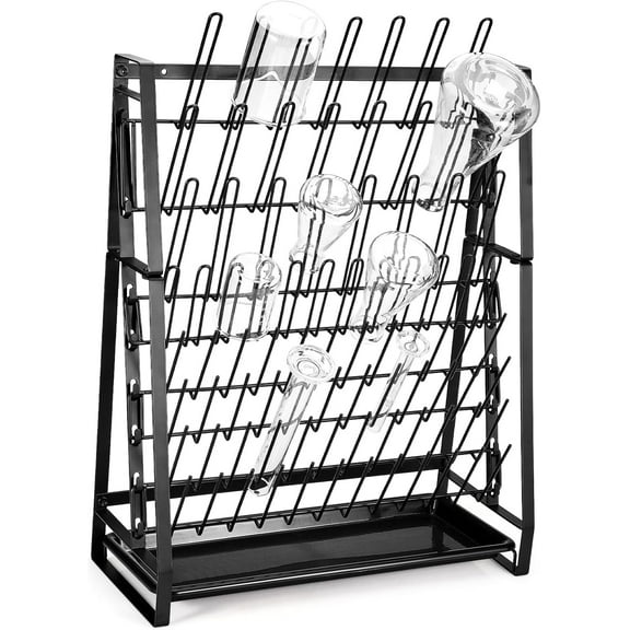 Lab Drying Rack, Steel Wire Bottle Drying Rack for Lab Glassware Countertop Wall Mounted Detachable Dryer Stand, Holds Up to 83 Pieces