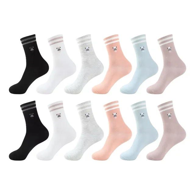 6 Pares Calcetines Largas Y Calcetas Para Mujer 6 Colores