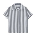 thumbnail image 4 of Glisme Girls Shirts Summer Striped Print Shirt Short Sleeve Lapel Neck Tops Lightweight Girl T-shirt Size 11-12 Years Grey, 4 of 5