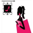 thumbnail image 3 of Ambesonne Fashion Duvet Cover Sets, Young Woman Shoe Shopping, 2-Queen, Hot Pink Charcoal Grey, 3 of 7