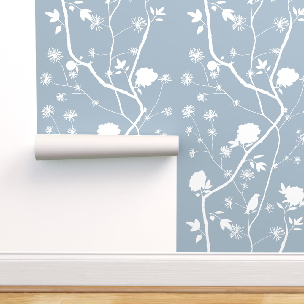 Wallpaper Roll Cherry Blossoms Chinoiserie Nature Spring Asian Bird 24in x 27ft 