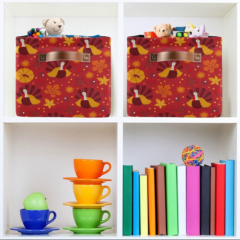 Funny Thanksgiving Turkey Doing Tap Dance Storage Box 1PCS, Folding Storage  Box Fabric, Portable Storage Bins with Handle, Closet Organizing Storage