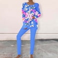 thumbnail image 1 of Puntoco Conjunto De Camiseta Y Pantalones Largos Con Cuello Redondo Y Manga Larga Con Estampado Informal Para Mujer, Color Azul Claro S, 1 of 5