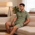 thumbnail image 5 of Clossjun Summer Beach Outfits 2 Piece Short Sleeve Shirts for Male Shorts Vacation Outfits Sets for Men, 5 of 6