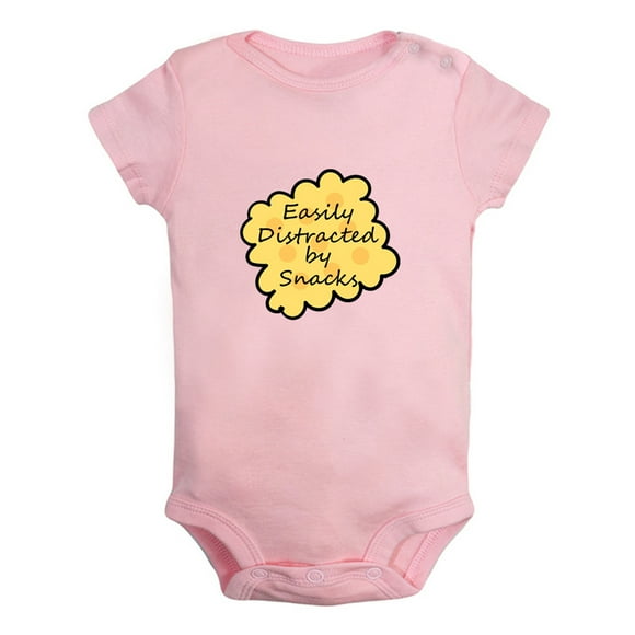 iDzn Easily Distracted by Snacks Funny Rompers For Babies, Newborn Baby Unisex Bodysuits, Infant Jumpsuits, Toddler 0-24 Months Kids One-Piece Oufits