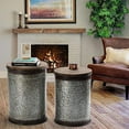 NLTBONNIE Rustic Ottoman Seat Stool Farmhouse Accent Antique Galvanized