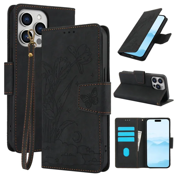 Mobile phone case, wallet cover, flip wristband, credit card clip, slot holder, sturdy and durable phone case suitable for OPPO A56 5G