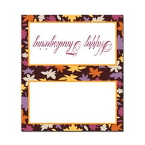 Happy Thanksgiving Colorful Leaf Border Table Tent Place Cards - 25 Colorful Leaf Border Guest Seating Name Cards - Table Tents - Place Cards (Colorful Leaf Border) - 77009