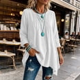 thumbnail image 6 of Tqcoqu Women's Cotton Linen Long Sleeve Loose Tunic Blouse,Round Neck Pleated Front Tops,2026 Spring Fall Trendy Clothes,White Women's S-XXXL, 6 of 10