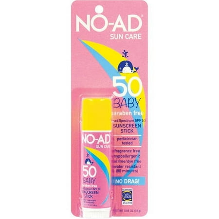 (2 pack) (2 pack) NO-AD Sun Care Baby Sunscreen Stick, SPF 50, .65 oz
