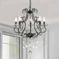 thumbnail image 4 of Maxax 5 Lights K9 Crystal Chandelier, Modern Raindrop Candelabra Pendant Lamp, Candle Ceiling Hanging Lighting Fixture, for Dining Room, Living Room, Black, 4 of 6