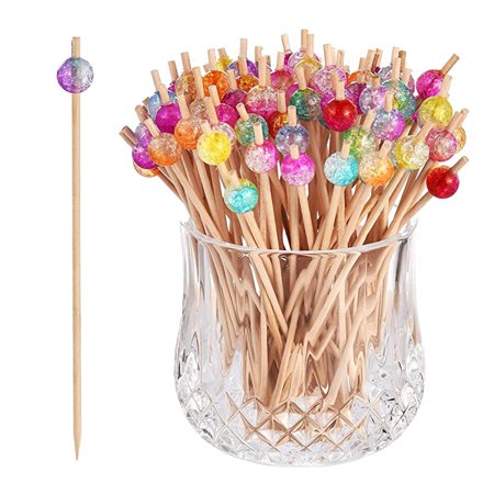 

100 cocktail sticks colorful wooden toothpick cocktail sticks suitable for party appetizers-4.75 inches (approximately 12 cm)