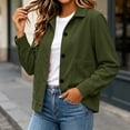 thumbnail image 6 of Ovzne Women's Corduroy Shacket Button Down Jacket Lapel Collar Long Sleeve Coat with Pockets Relaxed Fit Casual Outerwear,Army Green Jackets for Women, 6 of 8