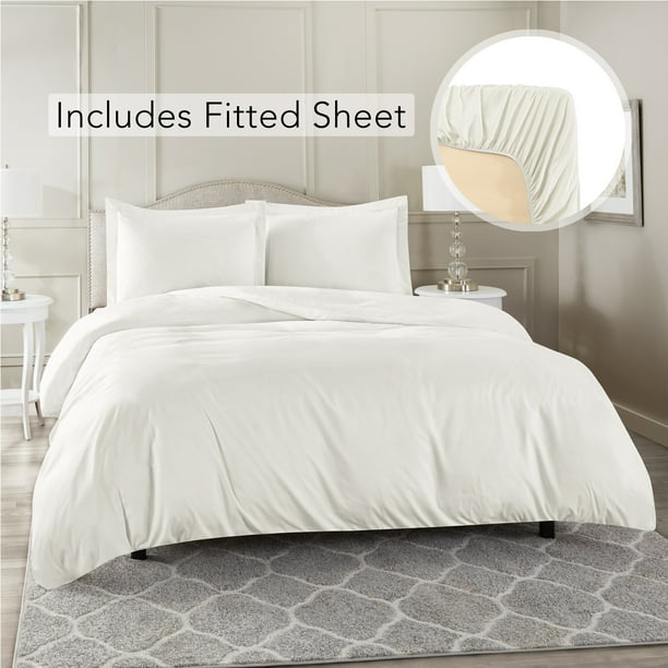 Cal King Size Duvet Cover with 1 Fitted Sheet and 2 Pillow shams