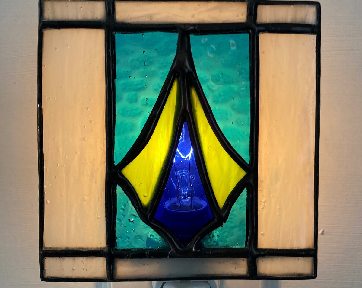 Stained Glass Night Light. Art Deco Style , sconce style, switch