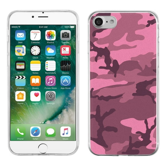 One Tough Shield ® Slim-Fit Premium TPU Gel Phone Case for Apple iPhone 7 - Camouflage Pink