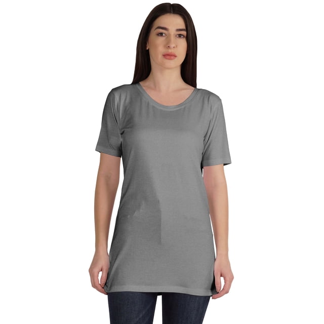 Inkmeso T-Shirt Basique Uni Longueur Longue Manches Courtes pour Femmes
