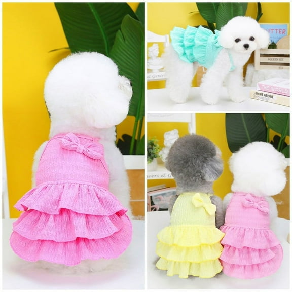 ZIEUO Adorable Pet Clothes for Cats & Small Dogs - Charming Spring & Autumn Wear Candy Colored Dress