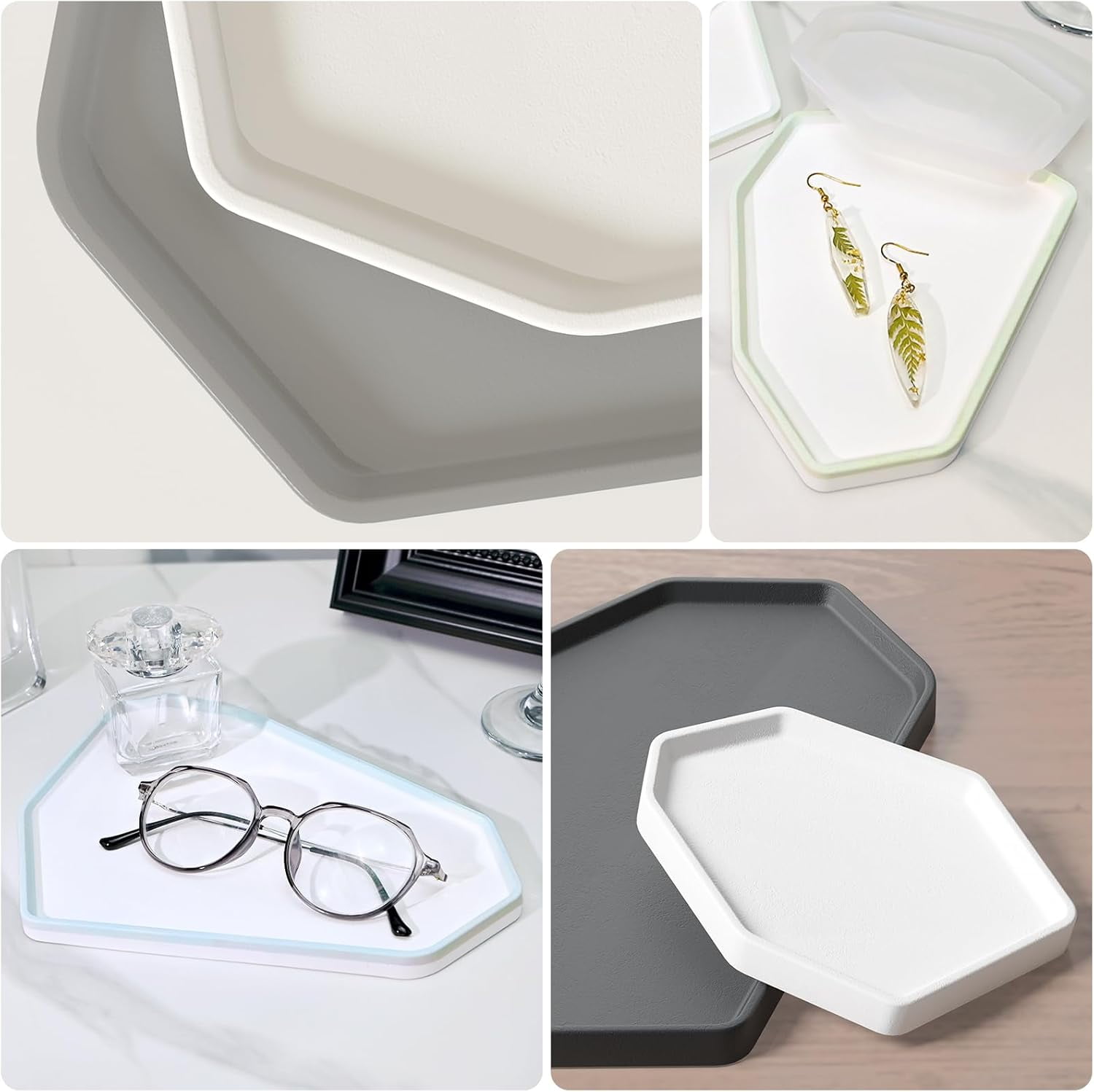 ABCISI Resin Tray Mold Set, Irregular Combination Rolling Tray Molds  of Different Shapes for Epoxy Resin, Silicone Molds with Edges for Serving Tray, DIY Holder Resin Casting Molds (Combination 1)