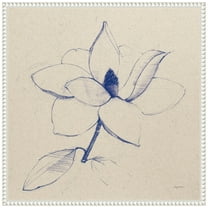 Amanti Art Modern Vintage Floral II Indigo Framed Canvas Wall Art Print