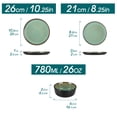 thumbnail image 6 of Malacasa Dinnerware Sets for 4, Stoneware Plates and Bowls Set, 12 Pcs Dinner Set, Tableware Dishwasher Microwave Safe, Green, 6 of 9