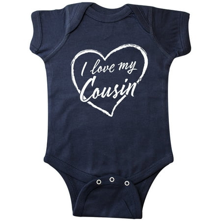 

Inktastic I Love My Cousin in White Chalk Heart Gift Baby Boy or Baby Girl Bodysuit