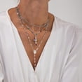 thumbnail image 2 of Trendy Crossed Charm Necklace Lightweight Multilayered Chain Adjustable Length Daily Jewelry, 2 of 8