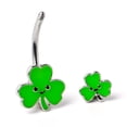 thumbnail image 4 of Body Candy Womens Steel Piercing Sweet Happy Shamrock St Patricks Double Mount Belly Button Ring, 4 of 7