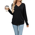 thumbnail image 3 of Womens T Shirts V Neck Long Sleeve Casual Tops Soft Solid Basic Tee, 3 of 10