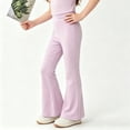 thumbnail image 4 of Nilvkv Girls Flare Pants, Leggings for Girls, Ice Silk Solid Bell Bottoms with Elastic Waist for Summer Casual Wear Purple 3-4 Years, 4 of 9