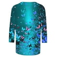 thumbnail image 5 of Butterfly 3/4 Sleeve Tops for Women Cute Plus Size Crewneck Tee Shirts Casual Loose Tunic Blouses, 5 of 5