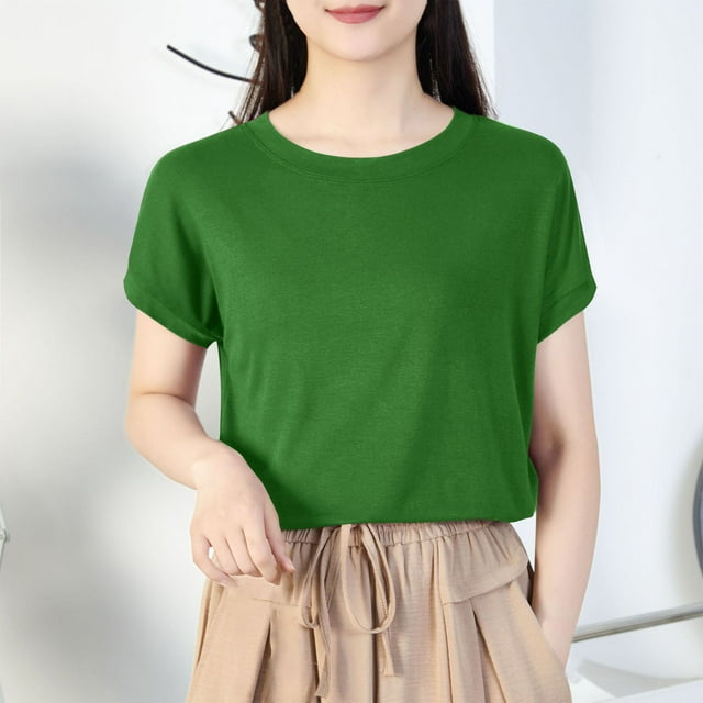 LOVZFMLL Women's Summer Tops Casual Oversize Solid Color Round-Neck Hooded Short Sleeve T-shirt Tank