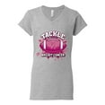 thumbnail image 2 of Wild Bobby Tougher Than Cancer Football Paint Splatters Breast Cancer Awareness Women Standard V-Neck Tee, Heather Grey, X-Large, 2 of 6