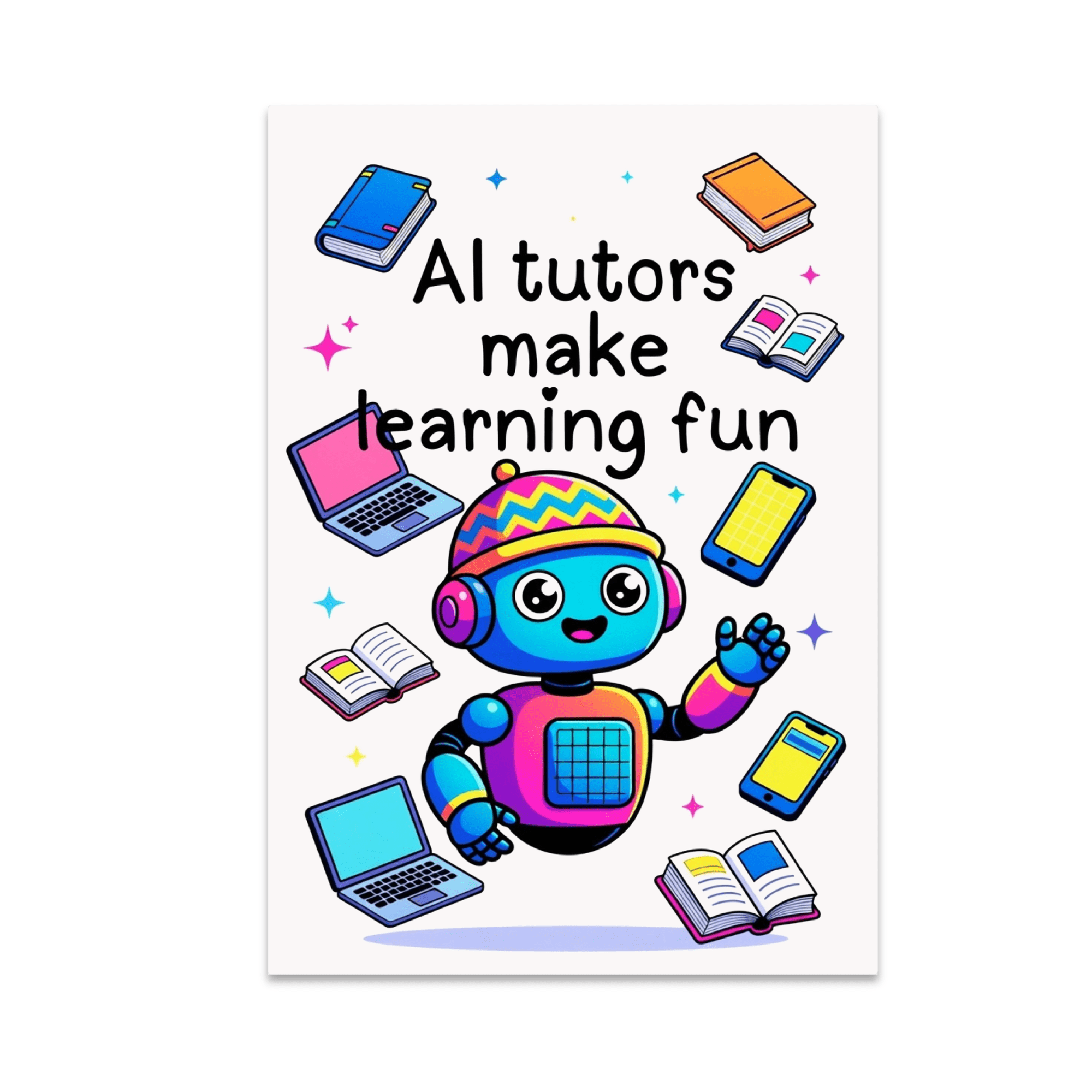 AI Tutors Make Learning Fun - Tech-Savvy Teens - 13x19 Poster Print