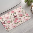 thumbnail image 2 of Pink Butterfly Floral Bow White Pattern Bathroom Rugs Mat,Non Slip Microfiber Bathroom Rug,Rubber Backing,Soft Bathroom Mats for Bathroom Floor,Tub and Shower,17x27in(43x68cm), 2 of 5