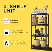 4-Tier Heavy-Duty Plastic Shelving Unit - 660LB Capacity Modular Rack for Garage, Basement, Laundry, Utility Room, Easy Assembly Storage Organizer
