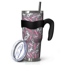 40oz Tumbler,Pink Breast Cancer Insulated Tumblers with Removable Handle,Stainless Steel Double Vacuum Coffee Tumbler Cup with Straw for Home,Office,Travel,Party