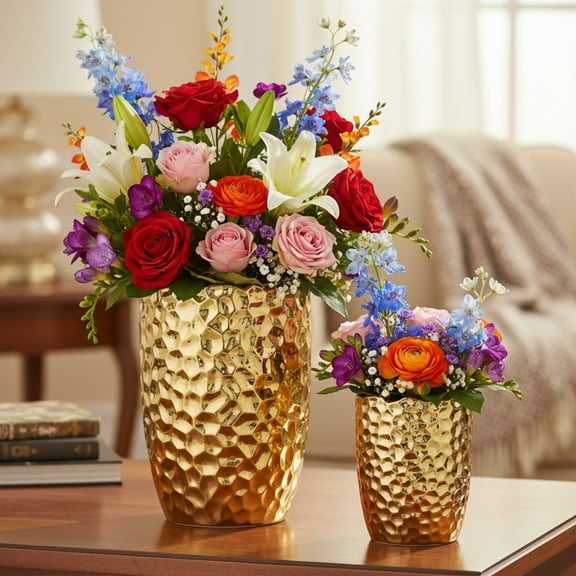 Andrea Ceramic Round Vase Set (Set of 2)