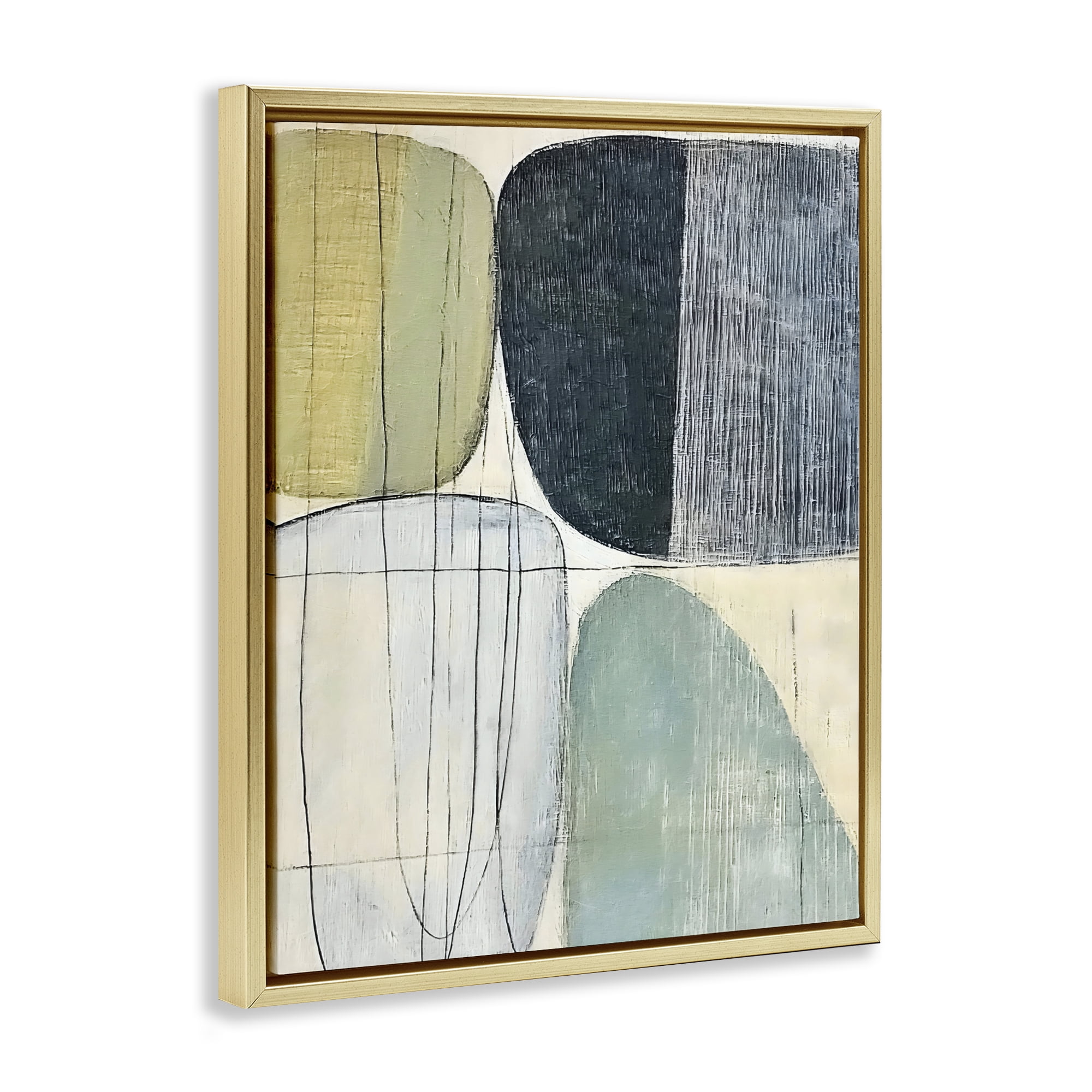 Stupell Industries Modern Organic Composition Gold Framed Floater Canvas Wall Art, design by Riley B