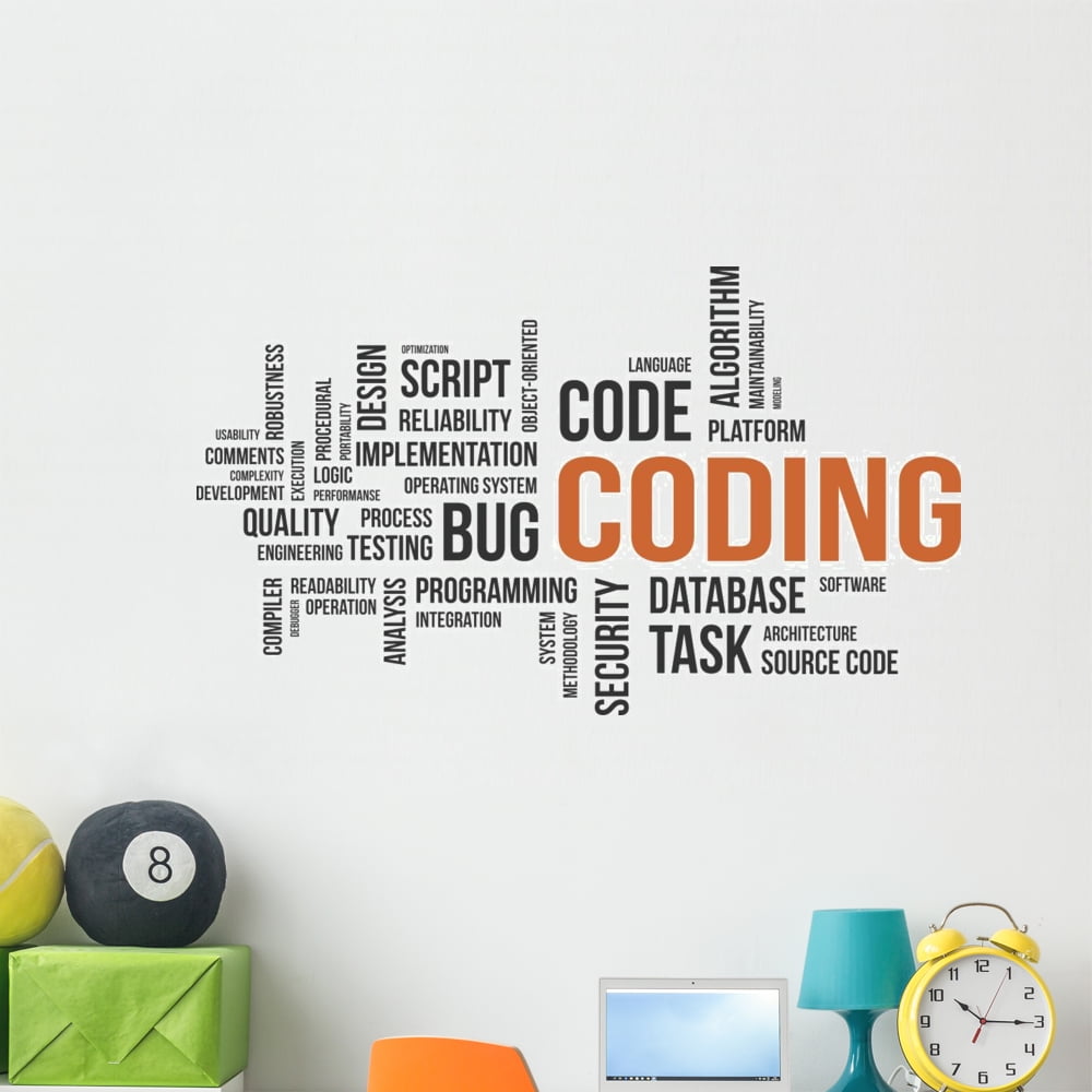 Word Cloud Coding Wall Decal by Wallmonkeys Peel and Stick Graphic (48 in W  x 28 in H) WM183053