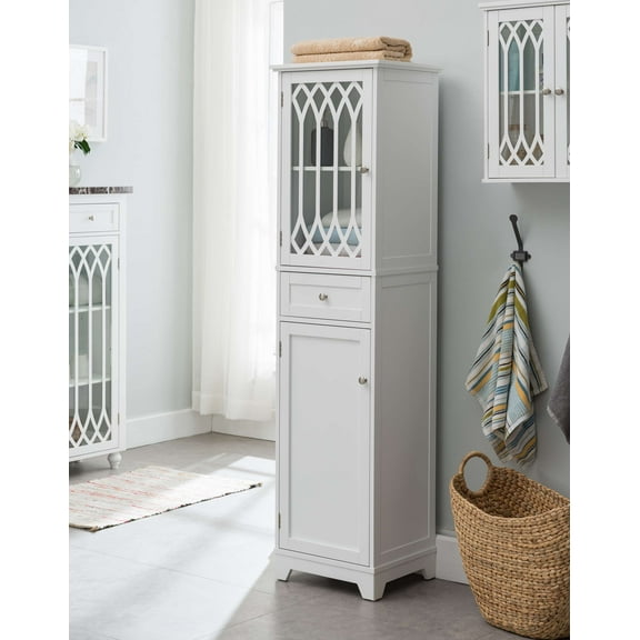 Kings Brand Furniture Tall Wood Bathroom Storage Cabinet Linen Tower, White