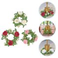 thumbnail image 2 of 3pcs Artificial Flower Candle Ring Flower Wreath Tea Light Candle Ring Wedding Table Centerpiece, 2 of 4