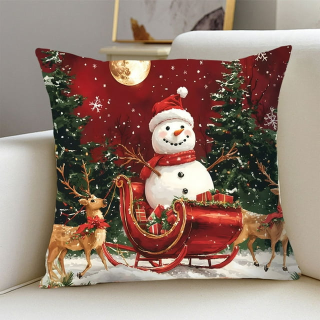 Funda de Cojín Navideña Estampada para Sofá, Cojín Decorativo Europeo y Navideño para La Cintura.