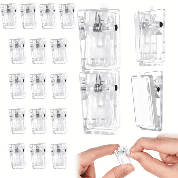 CCOCC 20 Pcs Self-Adhesive Wall Clips, Clear Plastic Tapestry Hangers
