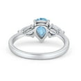 thumbnail image 4 of Three Stone Teardrop Pear Art Deco Aquamarine CZ Ring Band 925 Sterling Silver Size 9, 4 of 5