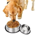 thumbnail image 3 of Polished Stainless Steel Cat Bowl Anti-Tip Small Dog Feeding Dish with Non-Skid Base for Kittens and Small Breeds, Silver 6x2 Inch, 3 of 5