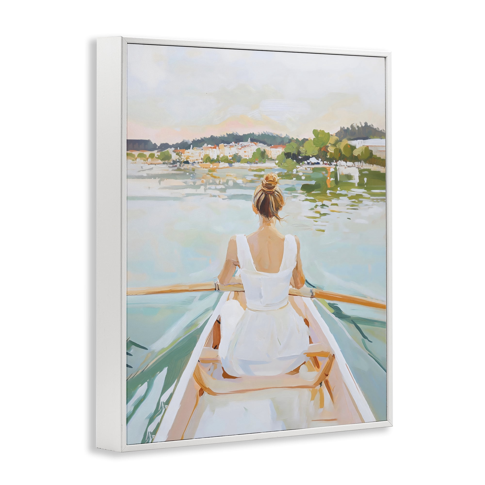 Stupell Industries Girl In Peaceful Canoe Ride White Framed Giclee Art, design by The Prints Vibe