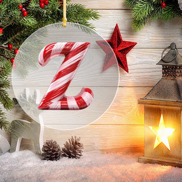 Ornements Alphabet pour Arbre de Noël, 26 Lettres Initiales Canne de Bonbon Pendentif Décoration Arbre de Noël, Monogramme Personnalisé Décorations Rouges pour Cadeaux Arbre de Noël Diy