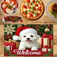thumbnail image 2 of JOOCAR Christmas Dog Welcome Holiday Scene Linen Table Mats Set of 4 for Home Kitchen Table Decor 12x18 inch, 2 of 5