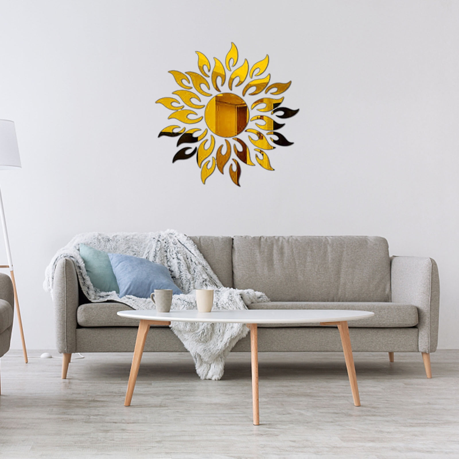 3D Adhesive Acrylic Sunflower Mural Mirror Wall Sticker Home Room Mosaic Decal 
